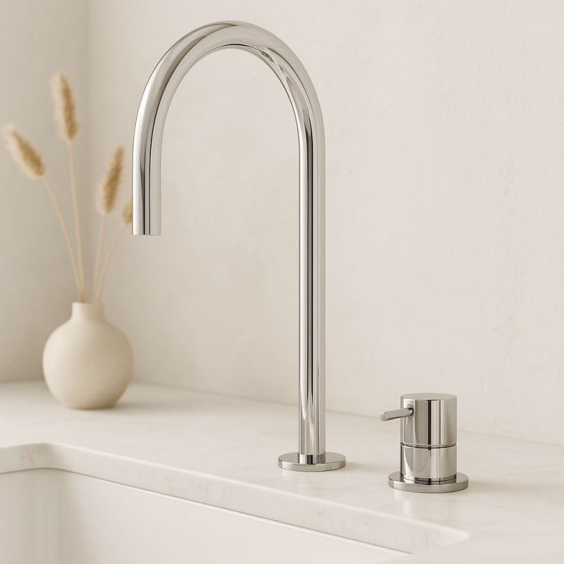 Waterevolution Flow robinet de lavabo 2 trous chromé avec bec bas U 213mm T1122U01